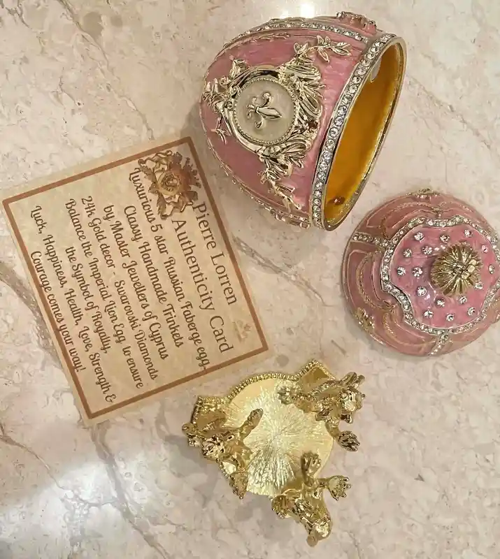 Topaz Pink Faberge style egg Austrian Crystal HANDSET Faberge Egg 24kGOLD Easter egg HANDMADE Decorative box Birthday Gift for her Birthday 