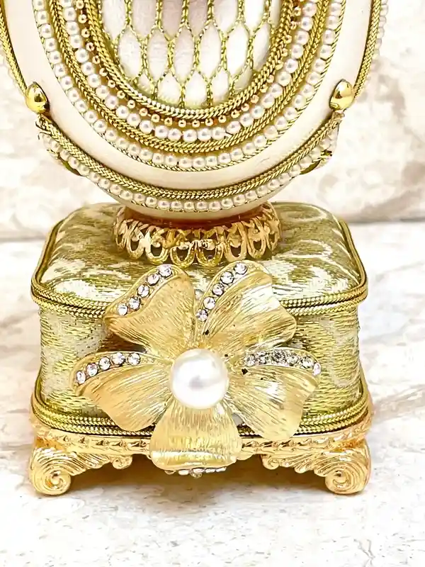 1988 One of a Kind REAL Faberge-Style Egg GOLD Faberge Egg Music Box Home Decor Faberge Style Egg 35th Birthday Anniversary Faberge Egg Ornament 