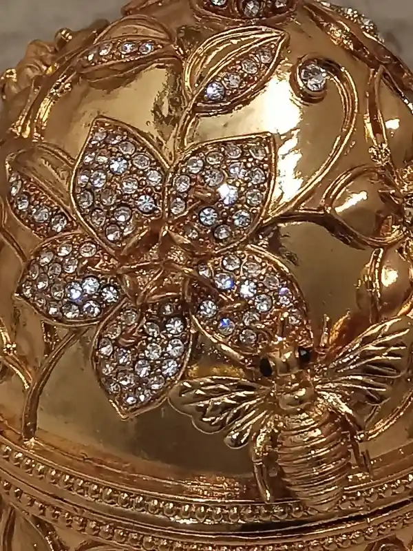 Pomegranate Trinket box Pomagranate Jewelry set 24kGOLD 10ct Diamond FABERGE Egg style Pomagranate gifts FABERGE Gift for bride Wedding idea 
