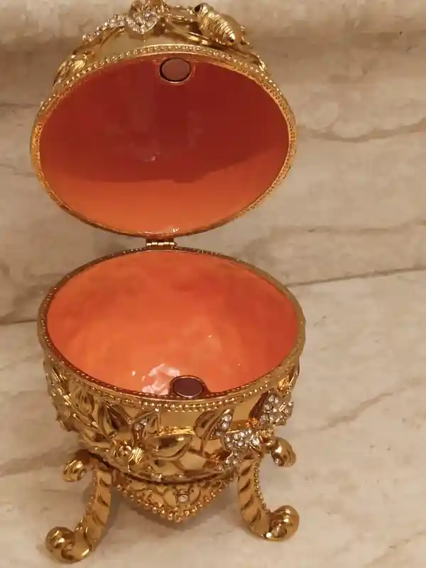 Pomegranate Trinket box Pomagranate Jewelry set 24kGOLD 10ct Diamond FABERGE Egg style Pomagranate gifts FABERGE Gift for bride Wedding idea 