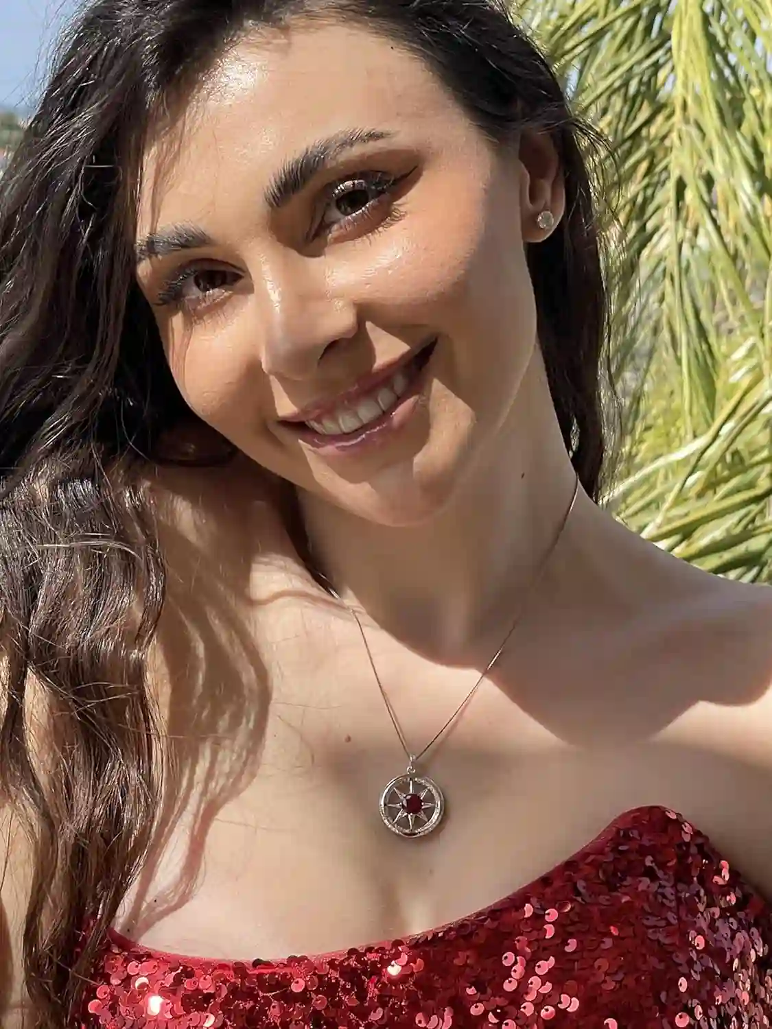 3.5 carat Diamond Pendant Compass Jewelry NATURAL RUBY 40th Wedding Anniversary Ruby Compass White Gold Compass Sterling Silver LOVE Compass 