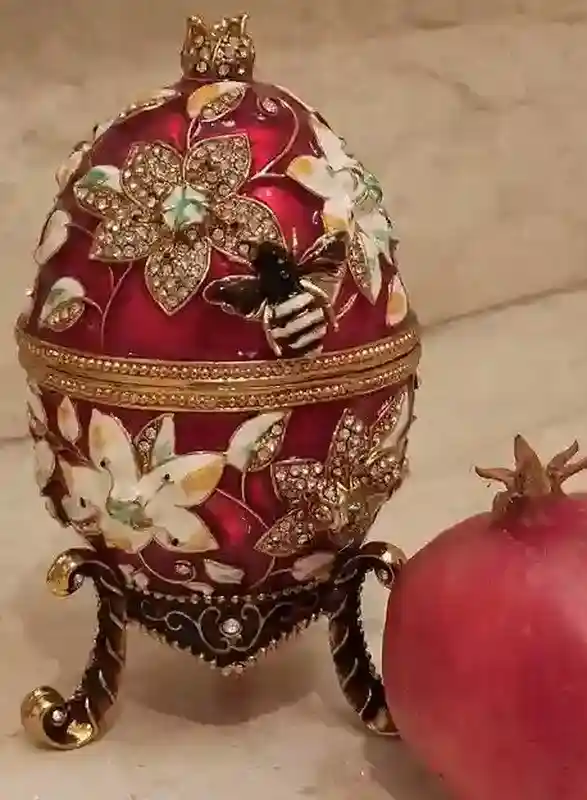 Faberge-Style, PLUS, Faberge-Style Egg PENDANT, Red Faberge Egg Christmas Gift, Faberge Style Egg, Valentines day Gift for her,Swarovski HANDSET-24KGOLD 