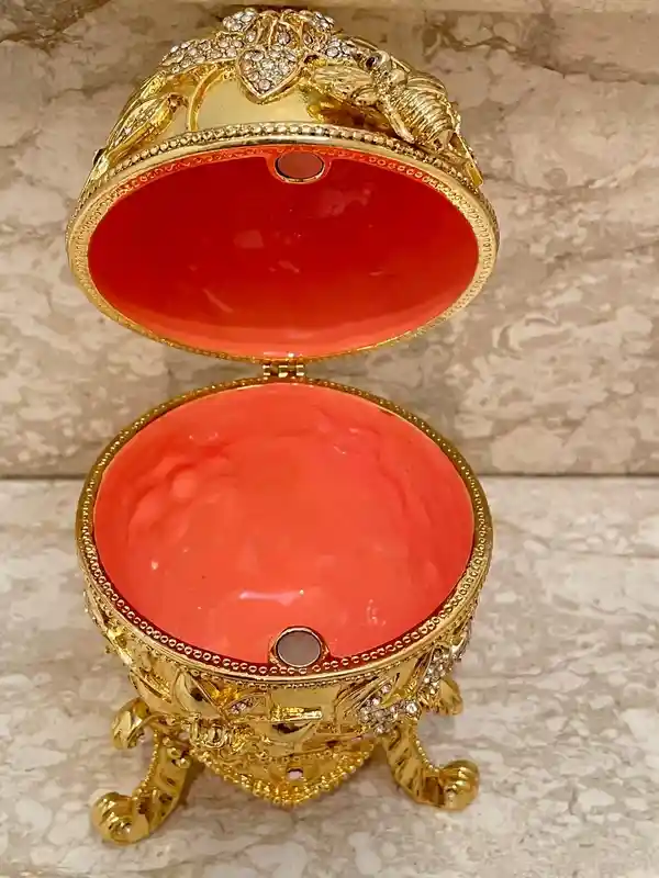 Bee Lover Gift Bee Pomegranate Egg Jewish Rosh Hashanah Gift Home Decor Faberge Egg Hebrew Mother Unique Gift for Her HANDMADE 24K Crystal 