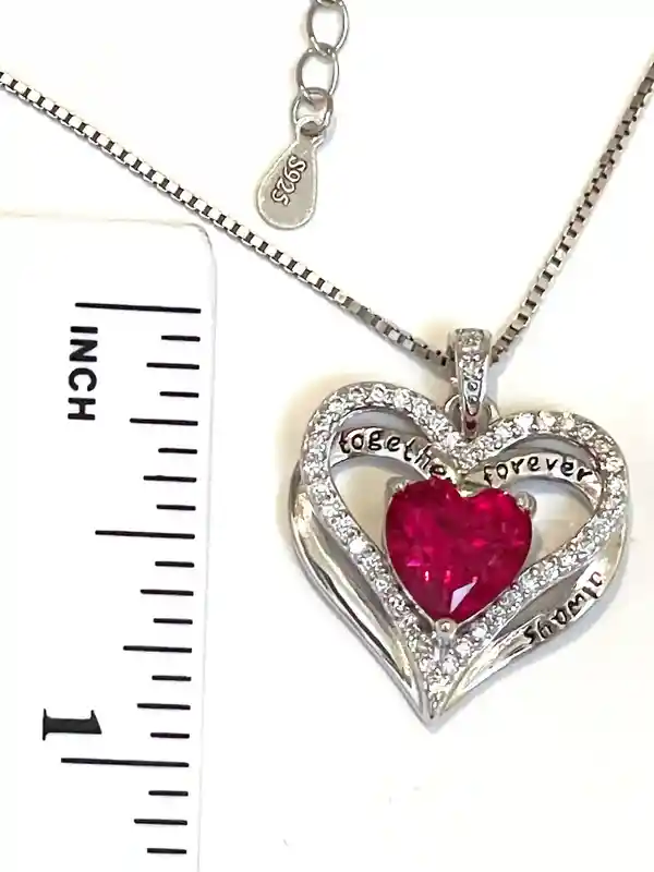 3.2ctw Certified Natural Ruby Heart Ruby Necklace Diamond Heart Handmade Jewelry Heart Shaped Pendant Gemstone Jewelry Diamond Jewelry gift 