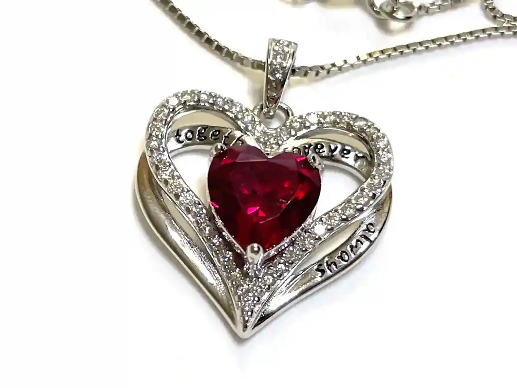 3.2ctw Certified Natural Ruby Heart Ruby Necklace Diamond Heart Handmade Jewelry Heart Shaped Pendant Gemstone Jewelry Diamond Jewelry gift 