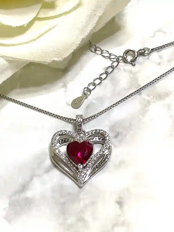 3.2ctw Certified Natural Ruby Heart Ruby Necklace Diamond Heart Handmade Jewelry Heart Shaped Pendant Gemstone Jewelry Diamond Jewelry gift 