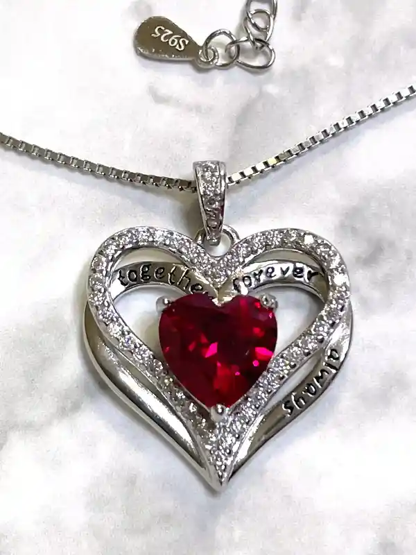 3.2ctw Certified Natural Ruby Heart Ruby Necklace Diamond Heart Handmade Jewelry Heart Shaped Pendant Gemstone Jewelry Diamond Jewelry gift 