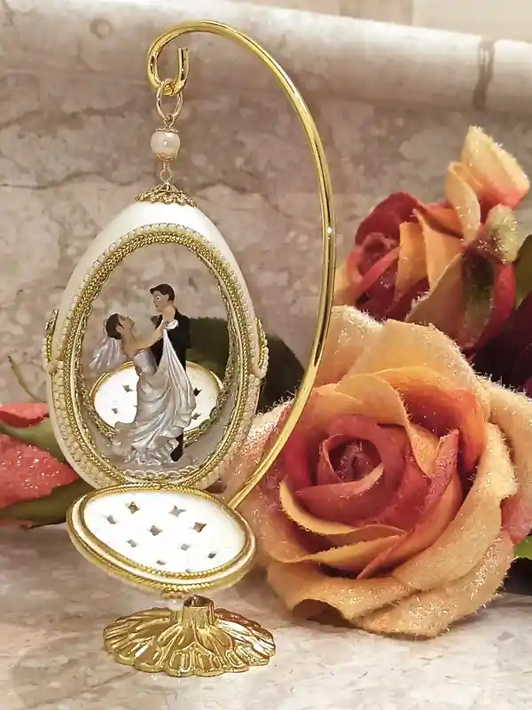 Vintage Faberge Style egg Unique Anniversary Faberge egg Wedding Gift for daughter Engagement Gift Fabrege egg HANDCARV Natural Egg 24k GOLD 