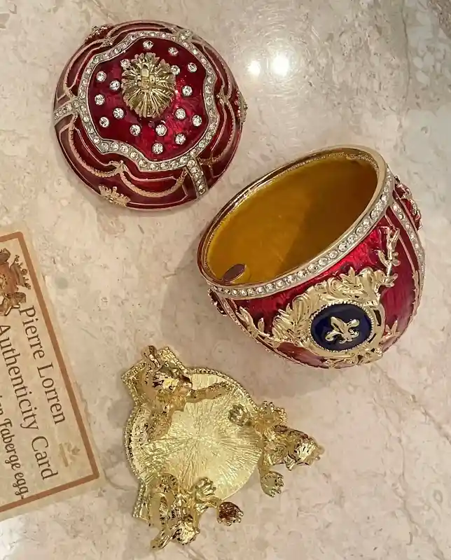 Royal 5* Faberge egg Trinket box with lid Faberge Collectibles Wedding gift Richly decorated 24kGOLD Swarvoski HANDSET Egg Fabrege style egg 