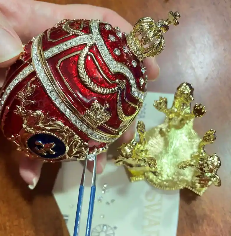 Royal 5* Faberge egg Trinket box with lid Faberge Collectibles Wedding gift Richly decorated 24kGOLD Swarvoski HANDSET Egg Fabrege style egg 