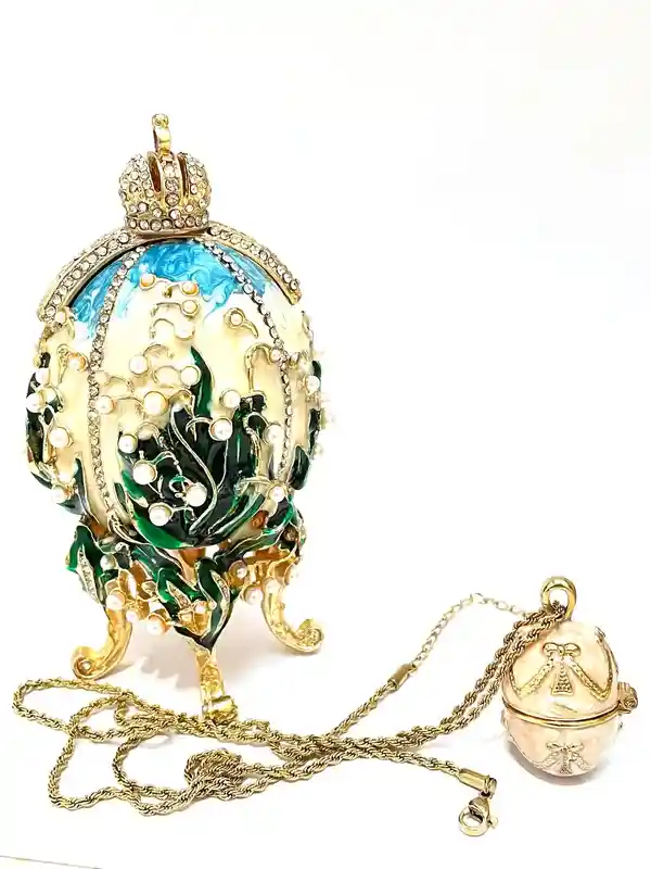 Faberge-Style Egg 1898 present Handmade Faberge eggs Style Newly Engaged Gift 24kGold Swarovski Handset Couple present Unique Wedding 
