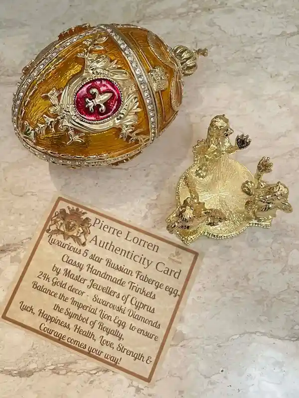 Egg Faberge Exquisite Luxurious 5* Tangerine Quartz Fabrege style Imperial Egg HANDMADE 24kGOLD AustrianCrystal HANDSET Mothers Day Birthday 