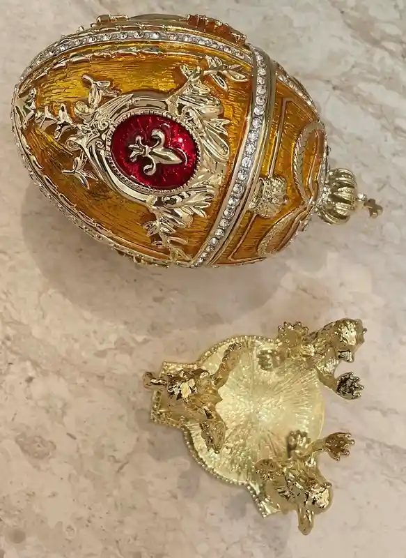Egg Faberge Exquisite Luxurious 5* Tangerine Quartz Fabrege style Imperial Egg HANDMADE 24kGOLD AustrianCrystal HANDSET Mothers Day Birthday 