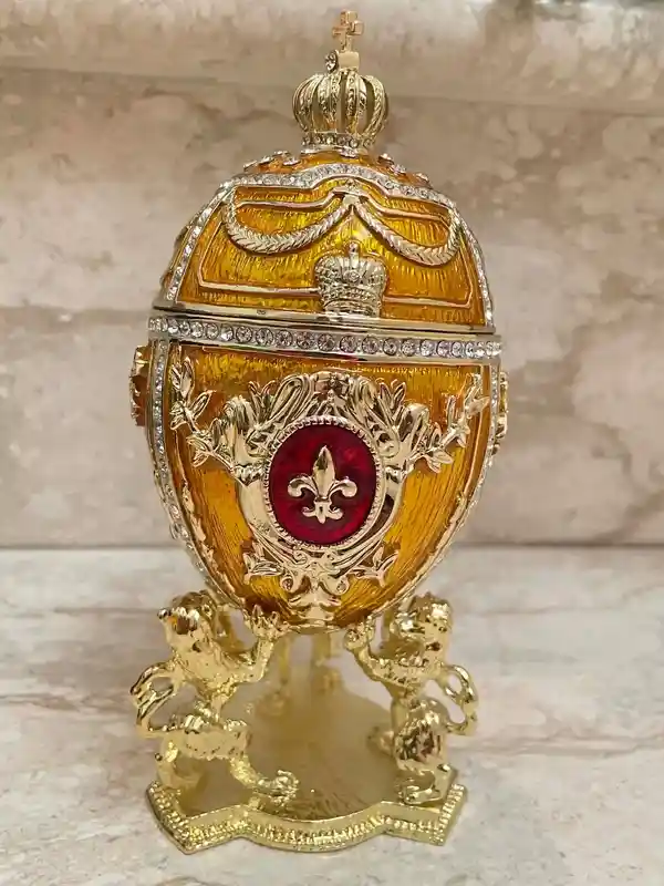 Egg Faberge Exquisite Luxurious 5* Tangerine Quartz Fabrege style Imperial Egg HANDMADE 24kGOLD AustrianCrystal HANDSET Mothers Day Birthday 