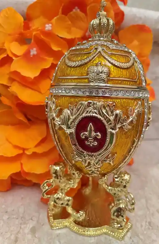 Luxurious 5* Tangerine Quartz Faberge Egg Decor Faberge Egg Jewelry box Guilloche 24k AustrianCrystal Handset Valentine Day Home Decor gift 
