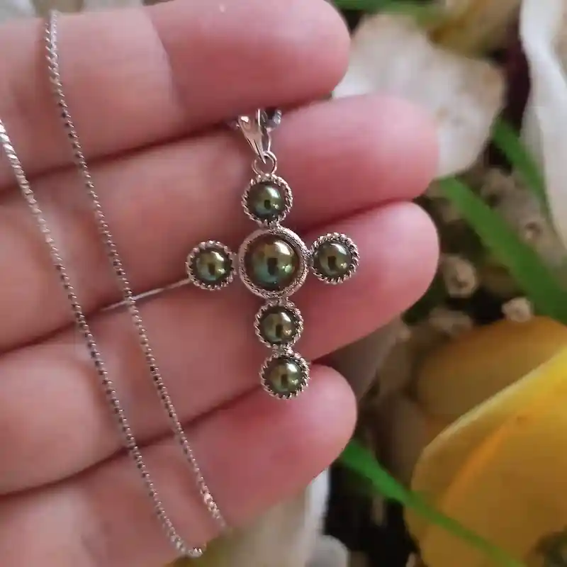 Cross Necklace Pendant for woman PEARL Jewelry/REAL Pearl necklace cross on chain Silver 925/Sterling Silver Cross Pendant Necklace gift HMD 