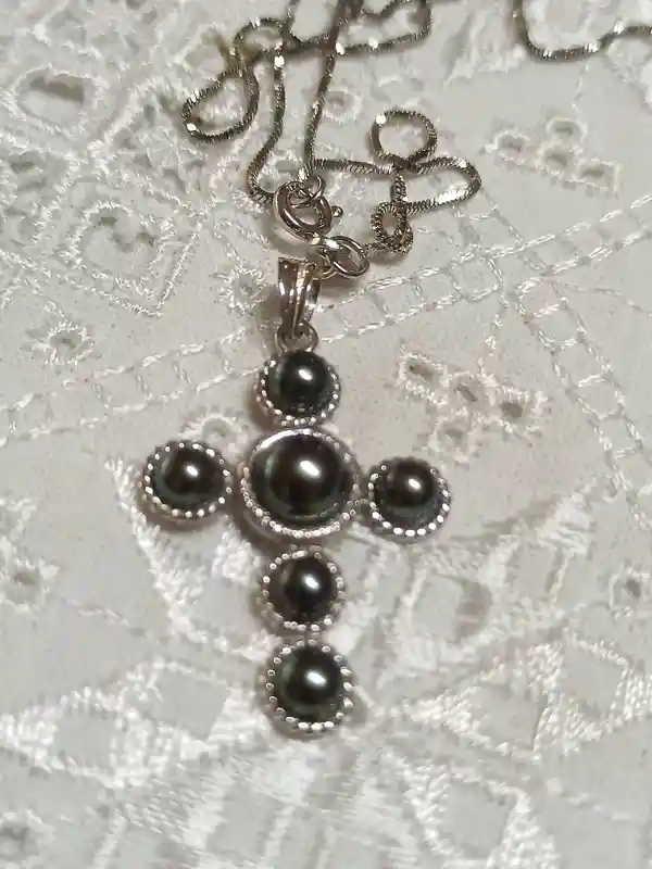 Cross Necklace Pendant for woman PEARL Jewelry/REAL Pearl necklace cross on chain Silver 925/Sterling Silver Cross Pendant Necklace gift HMD 