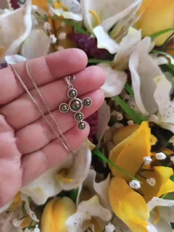 Cross Necklace Pendant for woman PEARL Jewelry/REAL Pearl necklace cross on chain Silver 925/Sterling Silver Cross Pendant Necklace gift HMD 
