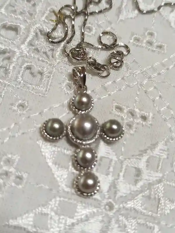 Cross Necklace Pendant for woman PEARL Jewelry/REAL Pearl necklace cross on chain Silver 925/Sterling Silver Cross Pendant Necklace gift HMD 
