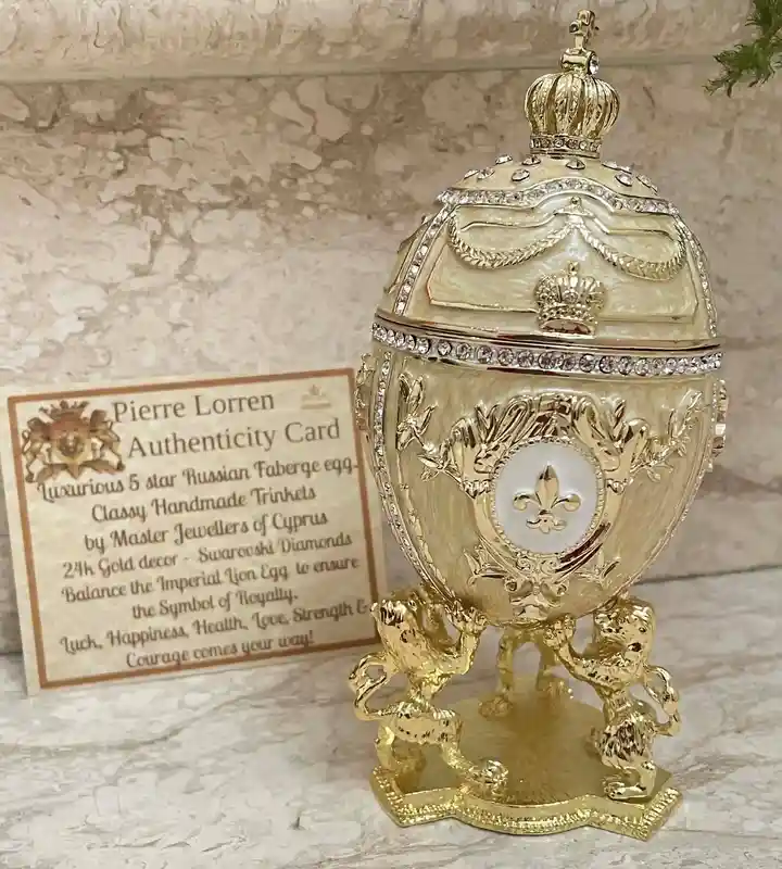 Designer 5* Faberge Egg Jeweled Trinket Boxes Faberge Easter Egg HANDMADE Unique Valentines Day gift for women 24kGOLD Swarovski HANDSET 5ct 