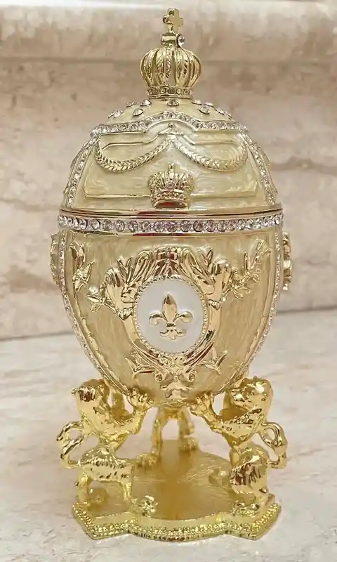 Designer 5* Faberge Egg Jeweled Trinket Boxes Faberge Easter Egg HANDMADE Unique Valentines Day gift for women 24kGOLD Swarovski HANDSET 5ct 