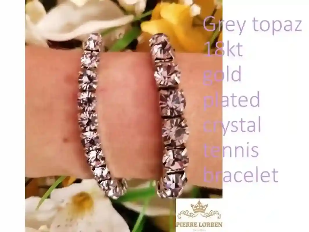 Dark Grey Bridal Bracelet 18k white gold Swarovski Bride Tennis Bracelet Crystal Jewelry Gray Silver Night Wedding Girlfriend Gift Bracelet 