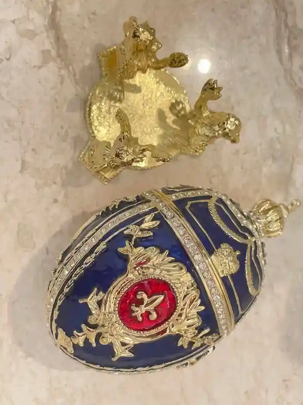 Something Blue Bridal Shower Fabrege Egg Decor Faberge egg 300 Swarovski Diamonds HANDSET 24KGOLD Faberge egg Couple Wedding gift Home decor 
