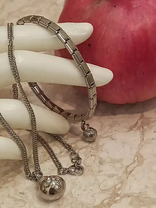 Pomegranate Necklace Bracelet SET Persephone Necklace Pomegranate SILVER Pomegranate Jewelry Persephone pendant Judaica Jewelry Pomegranate 