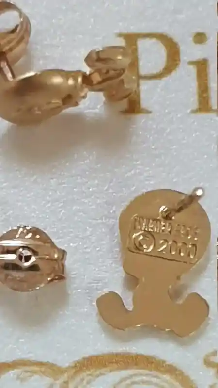 Girls earrings 18k solid GOLD Tweety Warner bros ORIGINAL / Gold Stud Earrings Looney Tune baby shower gift for girl Tweety Bird womens gift 