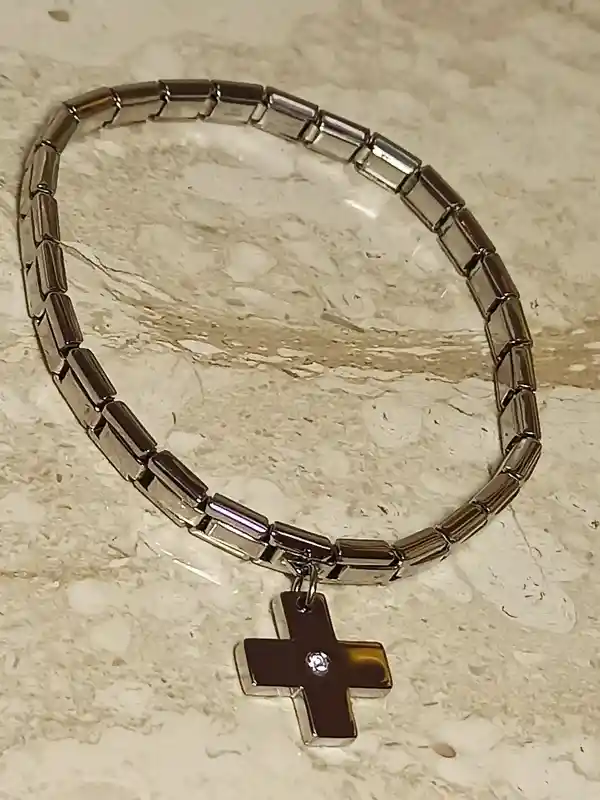 SILVER Cross Bracelet Swarovski diamond 0.03ct/Cross Bracelet/Cross Jewelry Women/Dainty Cross bracelet Gift /Christian bracelets for women 