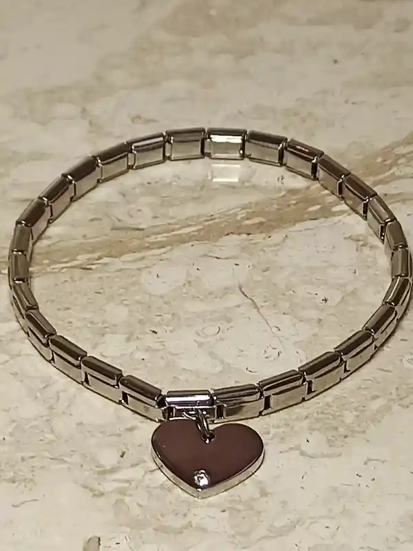 SILVER Heart bracelet Swarovski DIAMOND 0.03ct/Heart bracelet for women/Heart Charm Bracelet/Mother daughter bracelet/Heart Jewelry gift mom 
