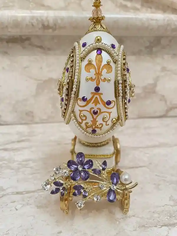 1993 Faberge-Style Egg Music Luxury Jewelry Box Engagement present Faberge Egg Ornament 30th Parents Anniversary Couple Wedding gift 30th Birthday 