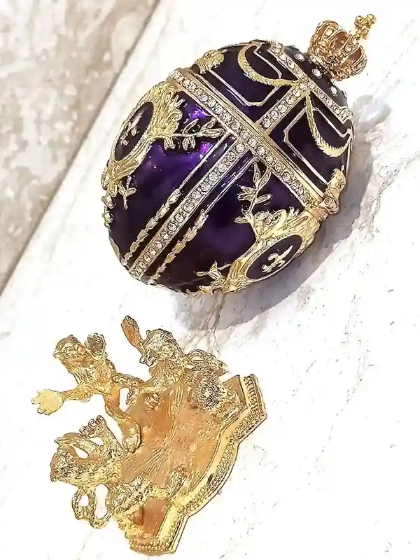 Stunning June birthday gifts for her, Amethyst Faberge egg Jewelry box, PLUS, Faberge Egg Necklace, Faberge Egg Pendant, June gifts,24k GOLD 