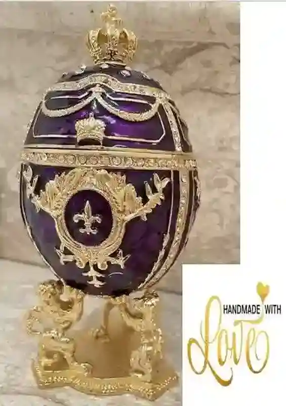 Amethyst Purple Faberge Egg Trinket, Faberge egg Gift for Her, Fabrege Egg style Jewelry Box, Christmas Birthday Graduation Gift for him 