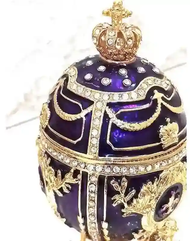 Amethyst Purple Faberge Egg Trinket, Faberge egg Gift for Her, Fabrege Egg style Jewelry Box, Christmas Birthday Graduation Gift for him 
