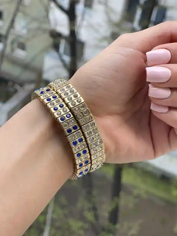 Sapphire Bracelet Blue, Wedding Jewelry, Bridesmaid Bracelet, Blue Gifts for Bride, Blue Swarovski Crystal Bracelet, 24k Gold, HANDMADE, cz
