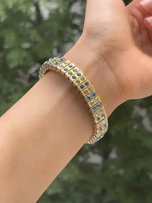 Sapphire Bracelet Blue, Wedding Jewelry, Bridesmaid Bracelet, Blue Gifts for Bride, Blue Swarovski Crystal Bracelet, 24k Gold, HANDMADE, cz 