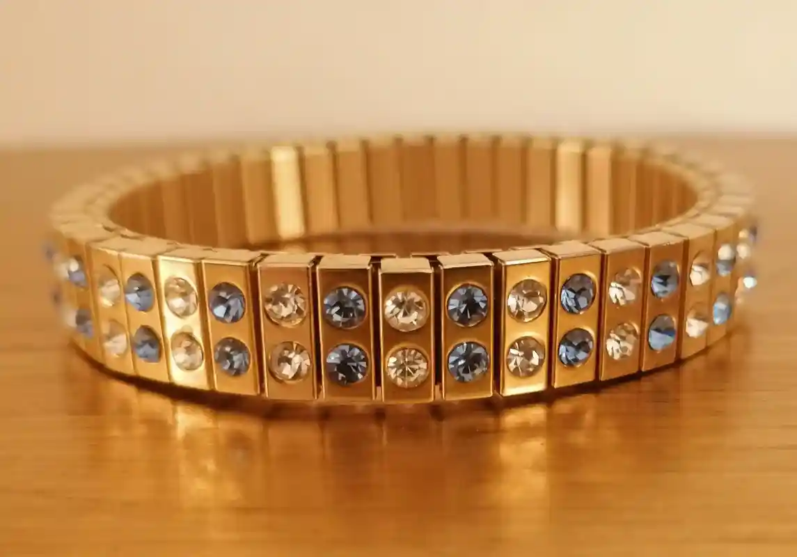 Something Blue for bride WEDDING Bracelet GIFT 24kt GOLD Stretch Swarvoski wedding jewelry Bridesmaid blue topaz bridal bracelet Sister gift