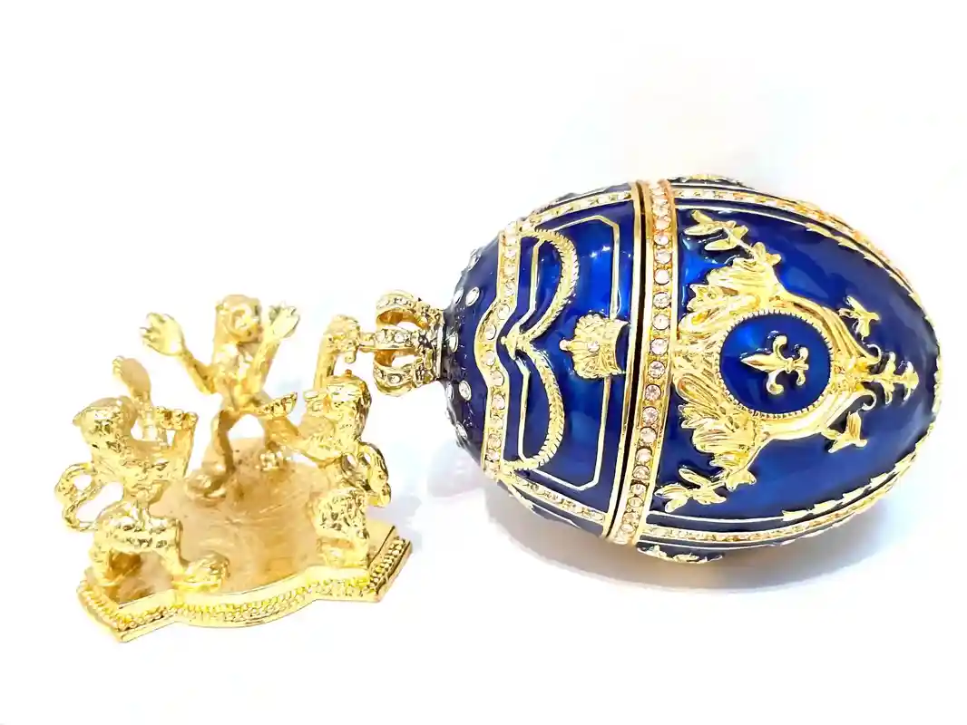 Faberge Egg, Faberge Imperial Egg, Special Keepsake, Faberge Style egg, Anniversary Men Birthday gift for him, Luck gifts,24K GOLD HANDMADE 