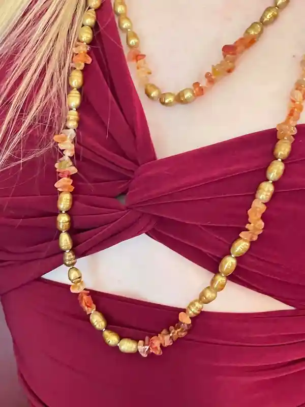 Superb AKOYA Cultured Bronze Pearl Necklace - GOLD Pearl Necklace - HANDKNOTTED Necklace - Daughter Graduation gift for her - 62 inches 