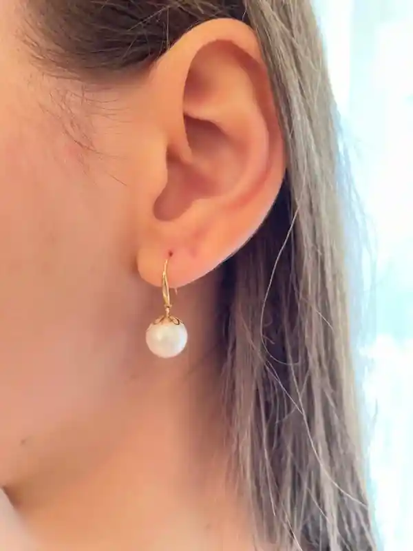 exquisite solid 18k gold pearl earring Akoya AAA natural pearl 