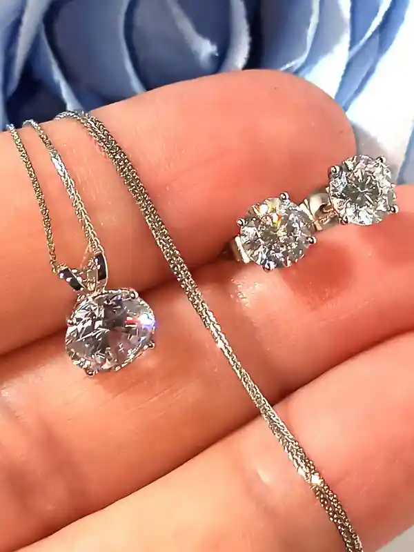 18ct Gold Lab Diamond Jewelry Diamond Pendant 8mm SOLID 18k White GOLD Diamond Necklace 18