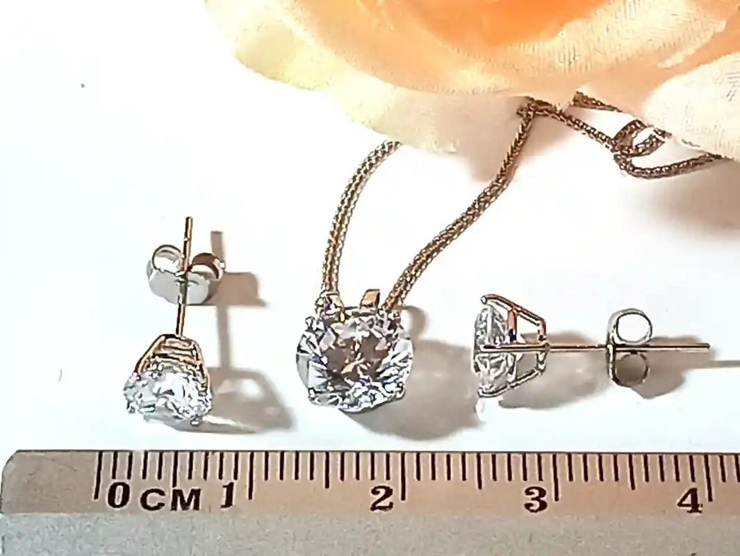18ct Gold Lab Diamond Jewelry Diamond Pendant 8mm SOLID 18k White GOLD Diamond Necklace 18