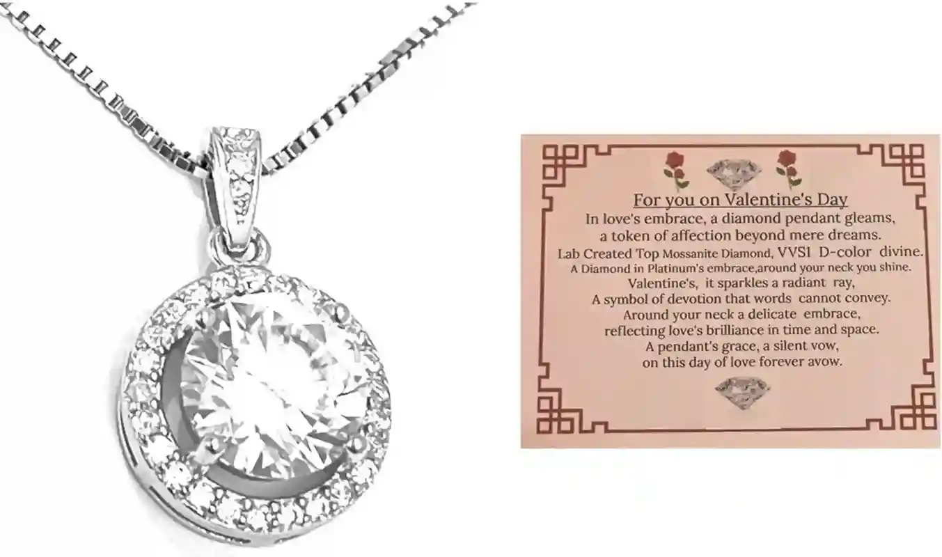 2.2 ctw Valentine's day Prong Set Diamonds Ladies Pendant Diamond Solitaire Necklace Round Cut Diamonds HANDMADE FINE Jewelry for women 