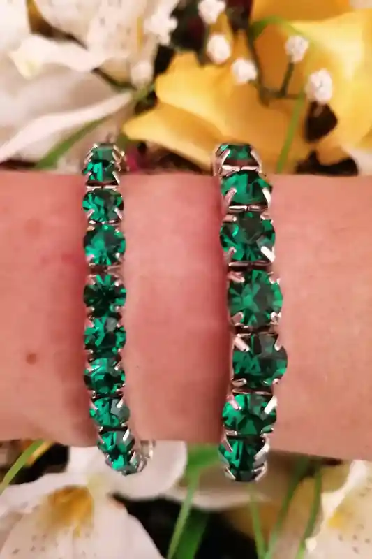 Emerald green bracelet for women 18k white gold Swarovski Jewelry May birthstone/Emerald jewelry tennis braclet gemstone bangle gift for her 