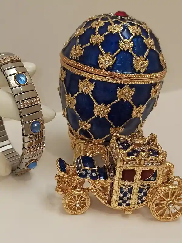 Faberge egg Ornament for Parents Fabrege egg Trinket Box Home Decoration HANDMADE New Home Owner Gift Bracelet 24kGOLD 10ct AustrianCrystal 
