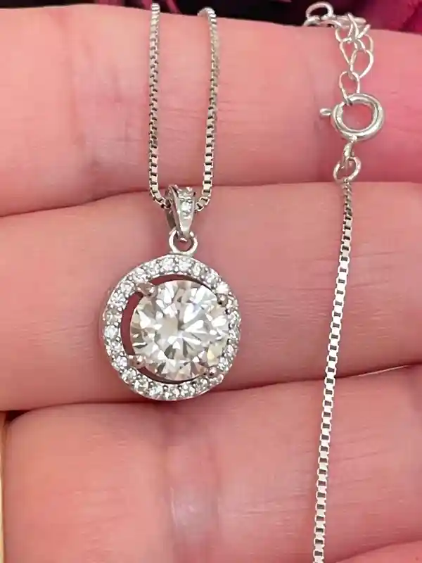 2.2ct Wife Diamond Necklace Solitaire Pendant Dainty Necklace Valentines day gift for her Minimalist Necklace Diamond SOLID Sterling Silver 