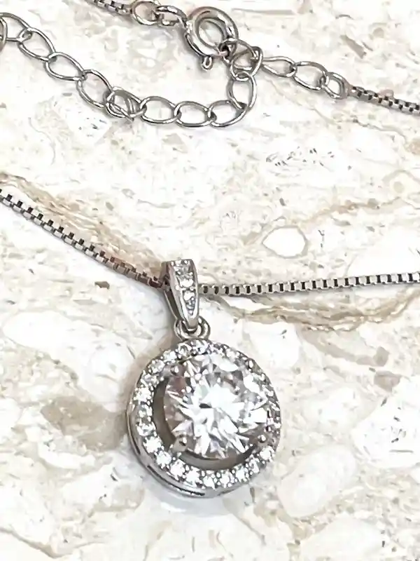 2.2ct Wife Diamond Necklace Solitaire Pendant Dainty Necklace Valentines day gift for her Minimalist Necklace Diamond SOLID Sterling Silver 