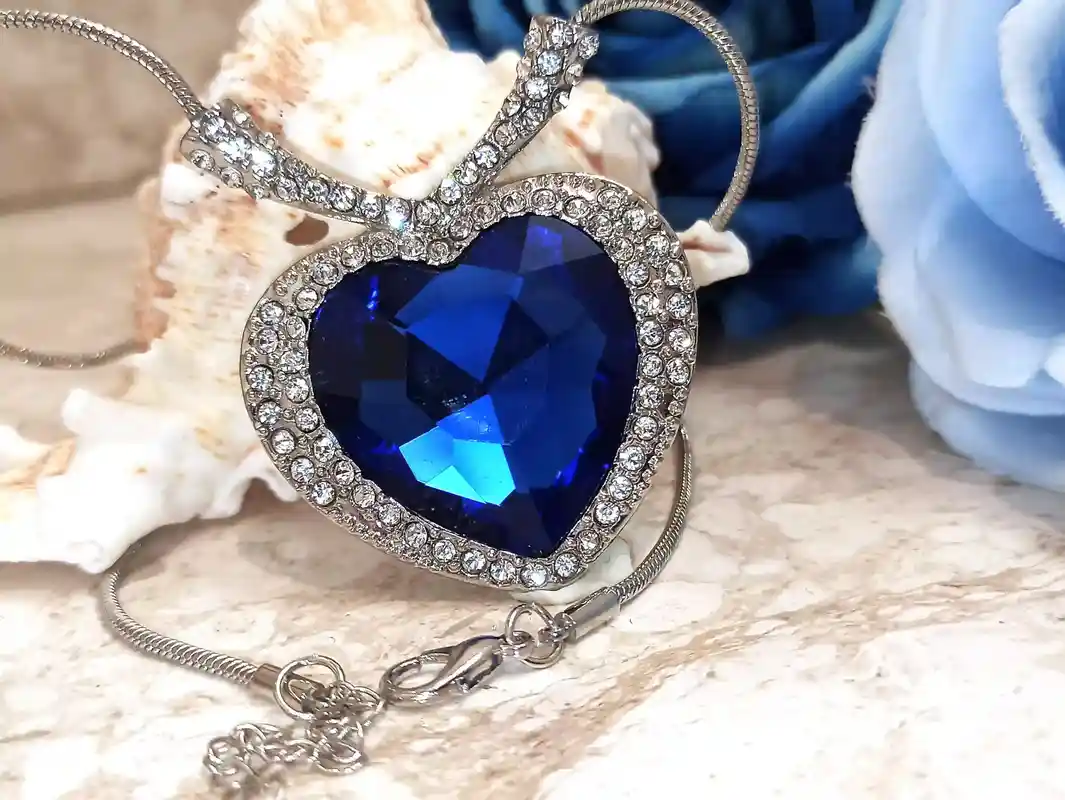 Sapphire Jewelry SET, Blue HEART Necklace + 2 Silver SAPPHIRE bracelets + Earrings, Sapphire Heart Necklace Set, Something Blue for Wedding 