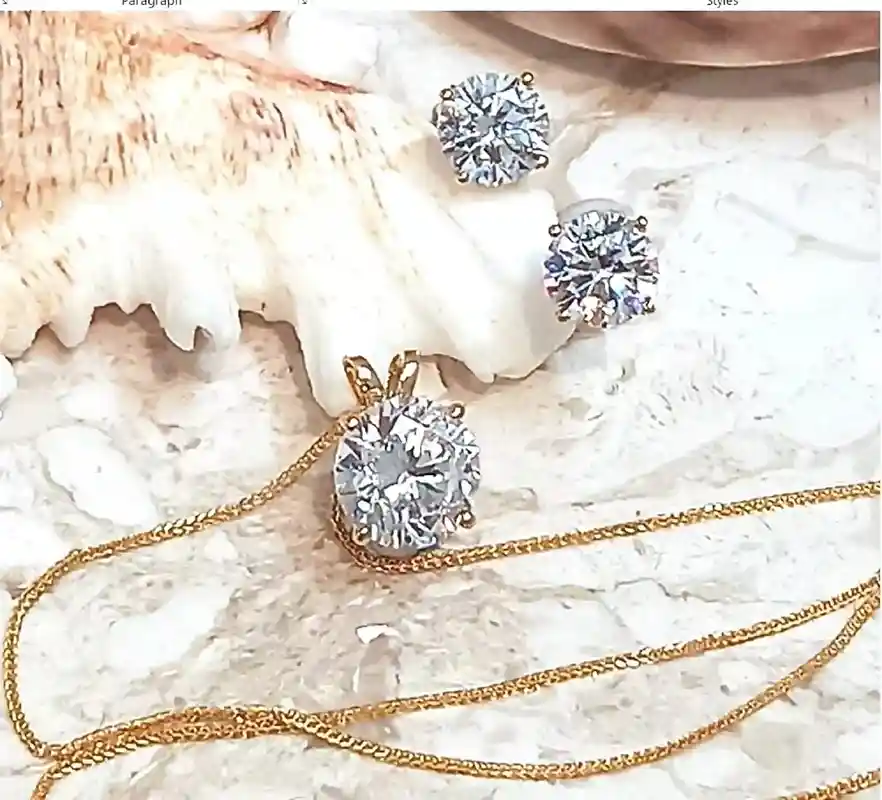 3.5 carat Solitaire Diamond Set Solid 18k GOLD Yellow Gold Diamond Jewelry Diamond Earring Necklace Diamond Pendant Designer Jewelry Set 18k 